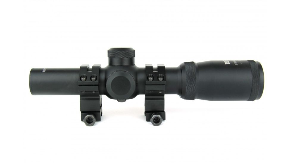 Tacfire 1-4X24 Tri. Illuminated First Focal Scope/Rings/Mil-Dot Reticle / Etched Glass, Black, SCFFP1424M