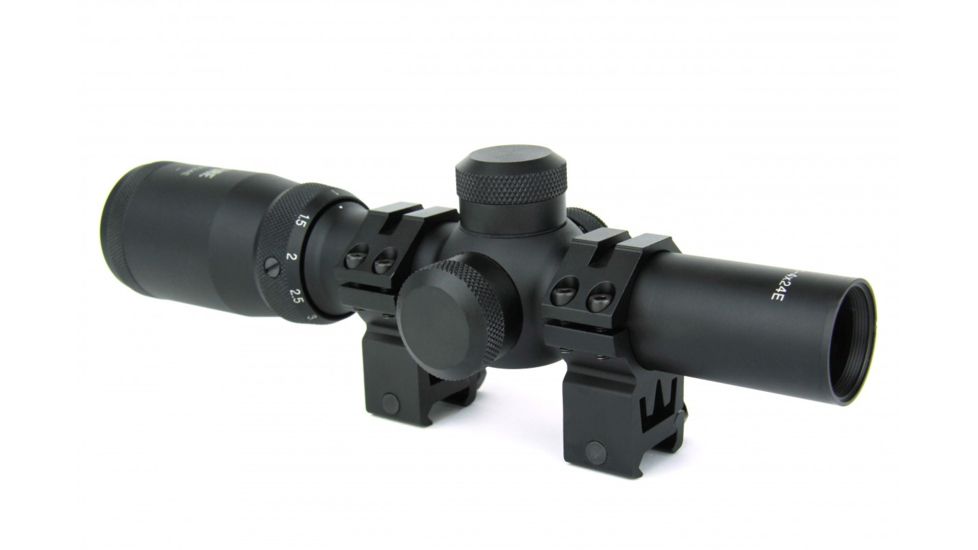 Tacfire 1-4X24 Tri. Illuminated First Focal Scope/Rings/Mil-Dot Reticle / Etched Glass, Black, SCFFP1424M