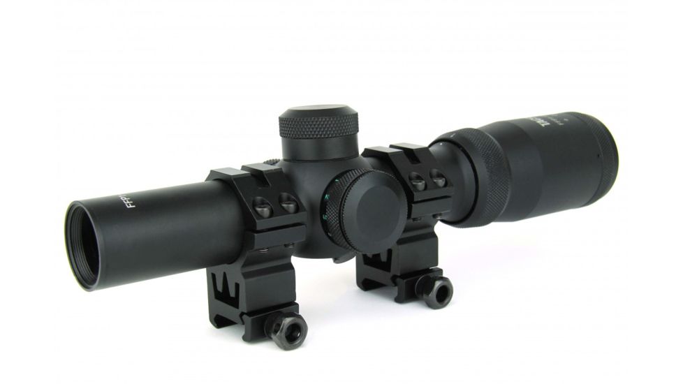 Tacfire 1-4X24 Tri. Illuminated First Focal Scope/Rings/Mil-Dot Reticle / Etched Glass, Black, SCFFP1424M