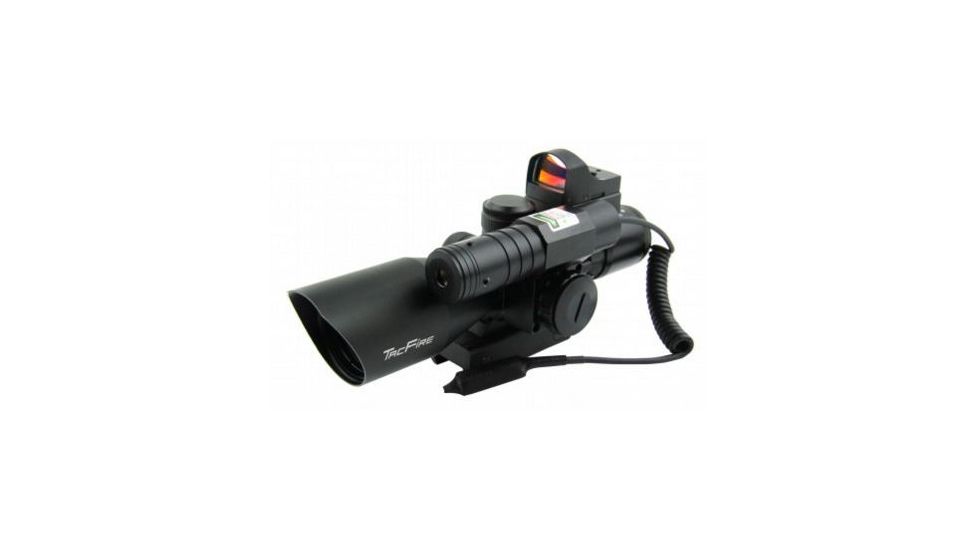 Tacfire 2.5-10X40 Dual Ill. Green Laser Scope w/Mini-Red Dot/Adaptor/Mil-Dot, Black SCGL251040M-D