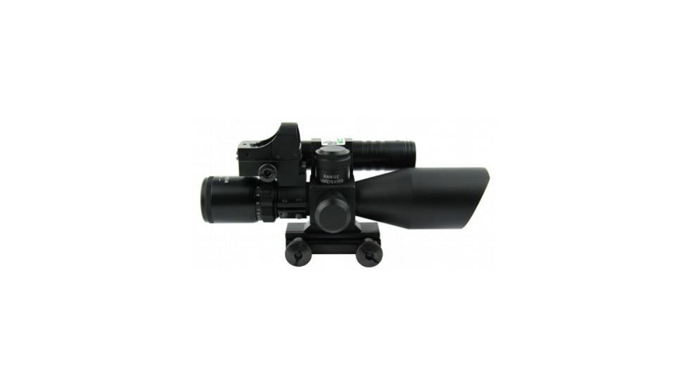 Tacfire 2.5-10X40 Dual Ill. Green Laser Scope w/Mini-Red Dot/Adaptor/Mil-Dot, Black SCGL251040M-D