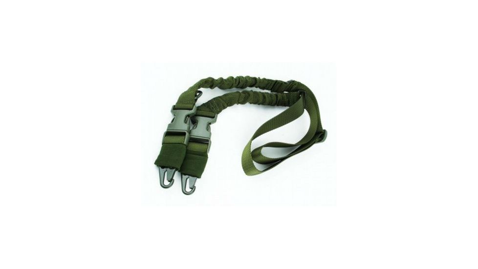 Tacfire 2 Or 1 Point Double Bungee Rifle Sling/Hk Steel Hook, Heavy Duty, Green SL003OD