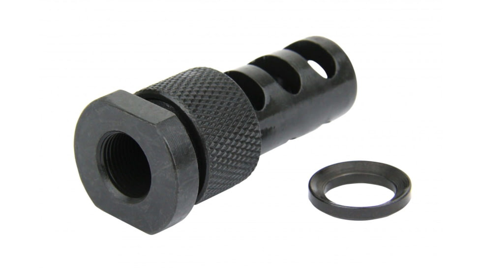 Tacfire .223/.556 1/2inx28 Thread Krinkov Hollow Style 3-Piece Muzzle Brake w/Crushwasher/Steel, Black, MZ1015-3P