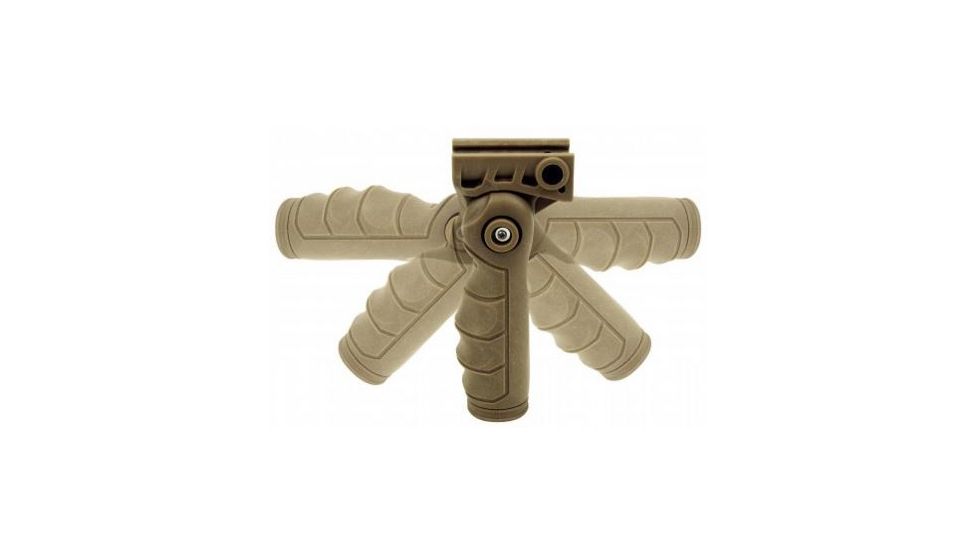 Tacfire 5 Position Ergonomic Foldable Locking Grip w/Storage, Tan VG07-T
