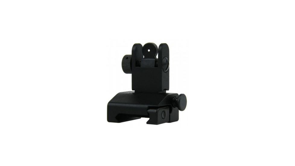 Tacfire AR Rear Flip-Up Iron Sight w/Dual Aperture/Spring-Loaded, Black IS007