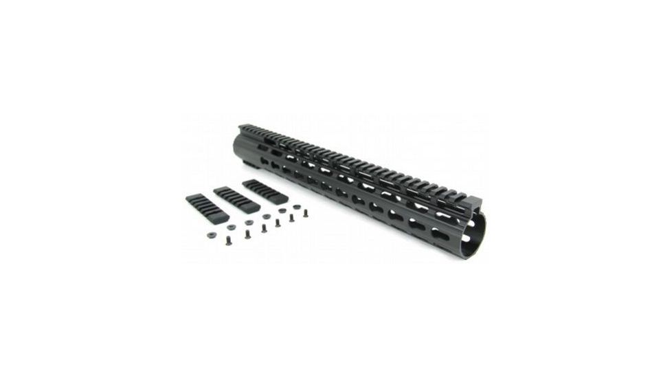 Tacfire AR10 Slim Keymod Free Float Clamp-On Style Hand Guard w/Detachable Rails/15in, Black HG02-308-15
