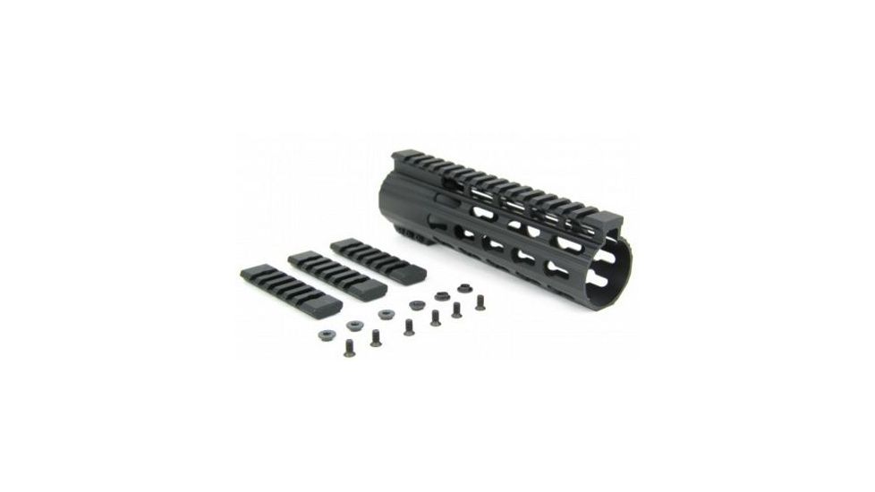 Tacfire AR10 Slim Keymod Free Float Clamp-On Style Hand Guard w/Detachable Rails/7in, Black HG02-308-7