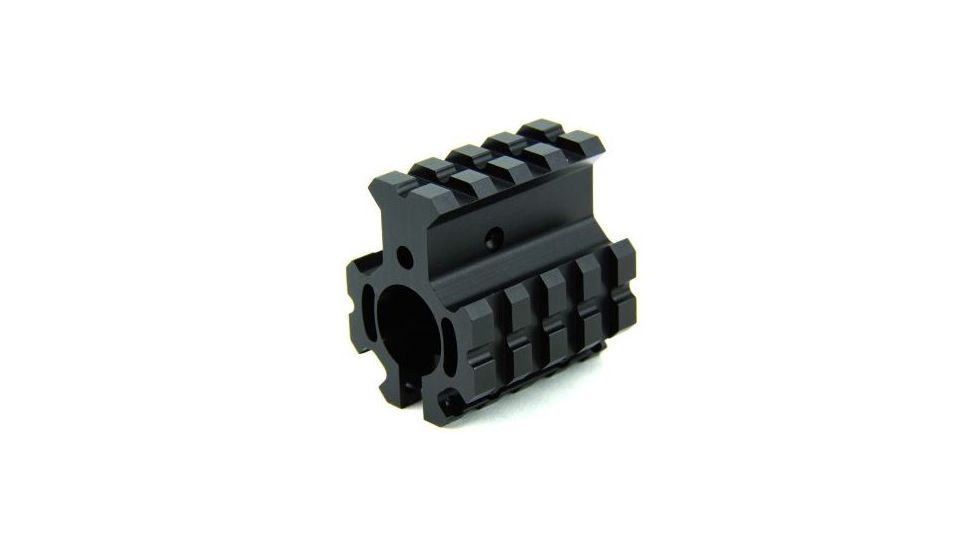 Tacfire AR15/.750 High Profile Quad Rail Barrel Mount/Gas Block/Alum. Glossy Finish, Clamp-On, Black MAR005-H