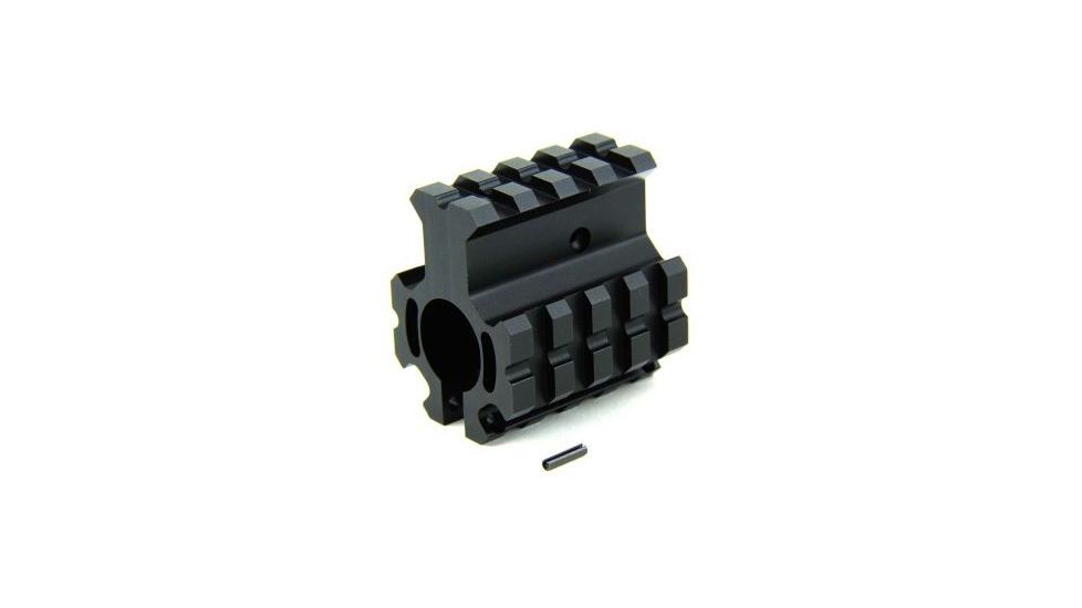 Tacfire AR15/.750 High Profile Quad Rail Barrel Mount/Gas Block/Alum. Glossy Finish, Clamp-On, Black MAR005-H