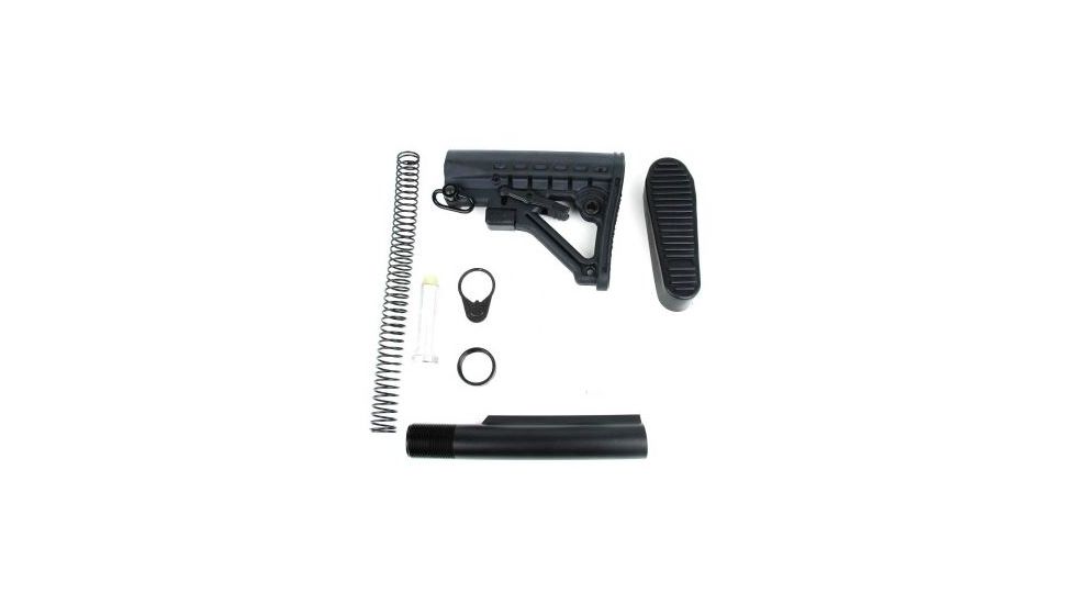Tacfire AR15 Commercial Buffer Tube Kit w/6 Position Stock &amp; Buttpad, Black MAR051