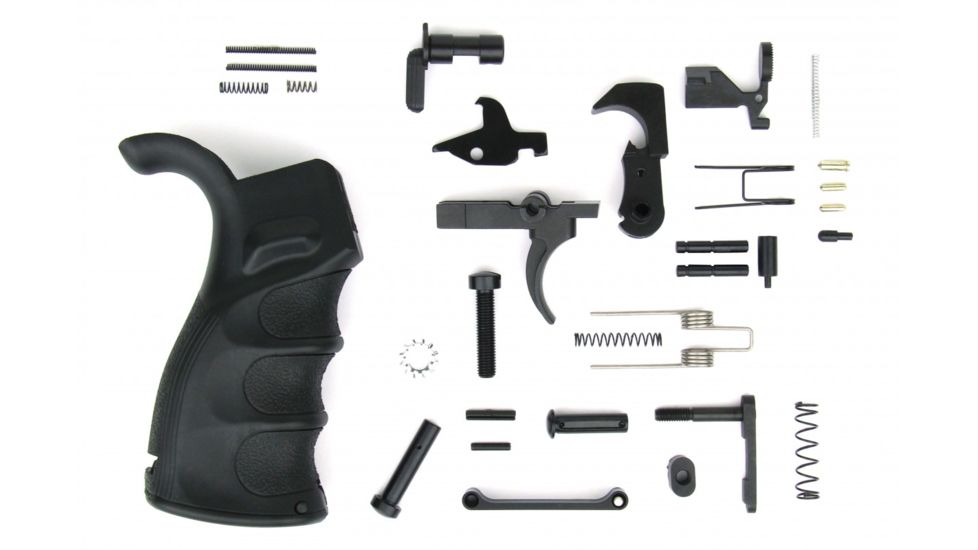 Tacfire AR15 Lower Parts Kit w/Enhanced Pistol Grip, Black, LPK02USA-B