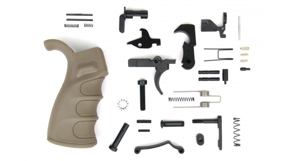 Tacfire AR15 Lower Parts Kit w/Enhanced Pistol Grip, Tan, LPK02USA-T