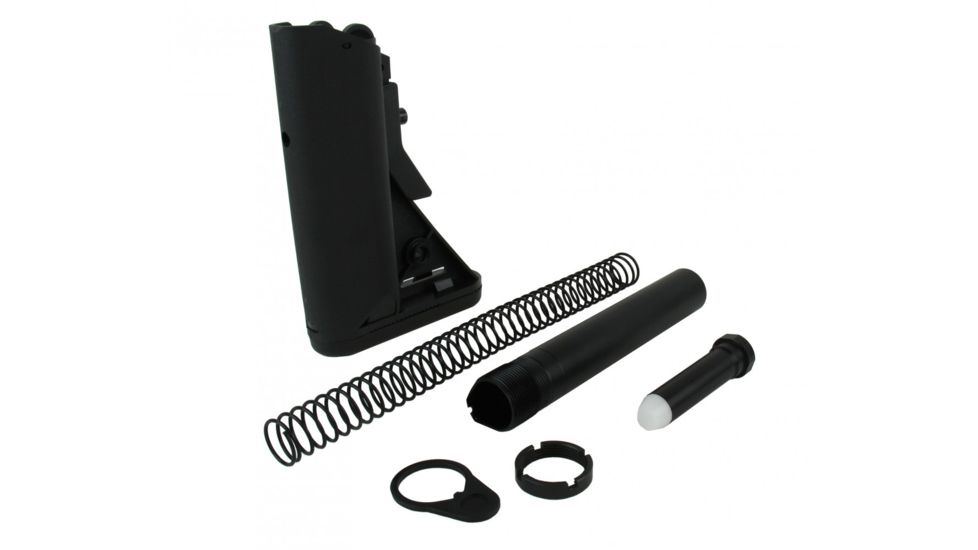 Tacfire AR15 Mil-Spec Buffer Tube Kit, 6 Position Premium Stock /QD Attachment, Black, MAR050-S