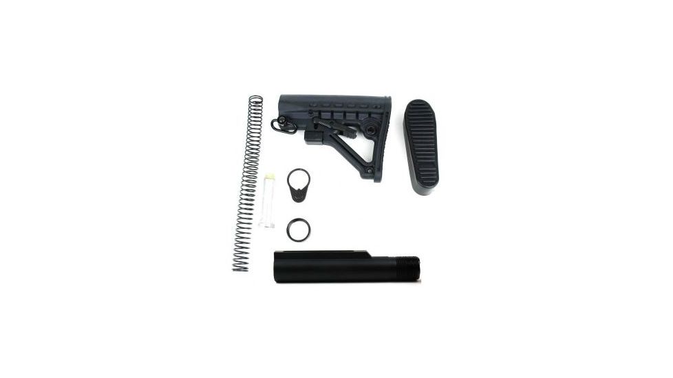 Tacfire AR15 Mil-Spec Buffer Tube Kit w/6 Position Stock &amp; Buttpad, Black MAR050