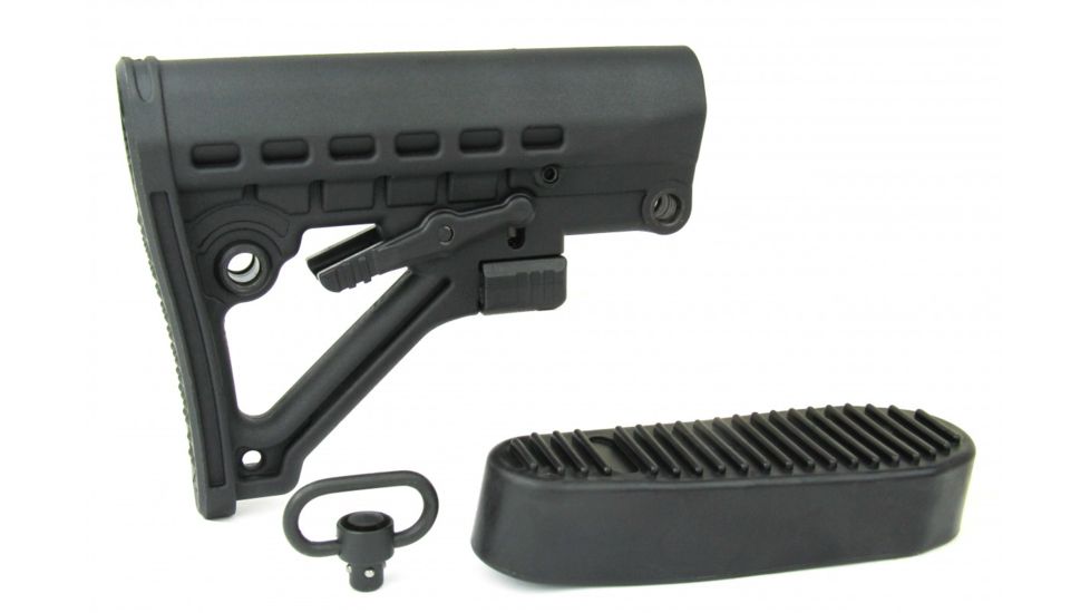 Tacfire AR15 Mil-Spec M4 Style 6-Position Stock W/QD Sling Swivel/Butt Pad, Black, MAR082-G