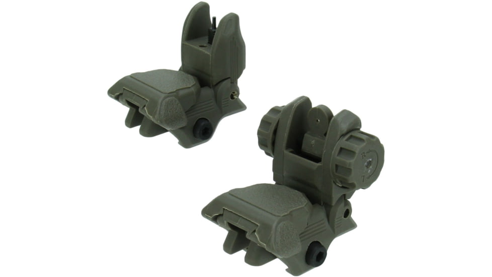 TacFire Same Plane Top Mounted Deployable Front and Rear Sight, Green, IS008OD