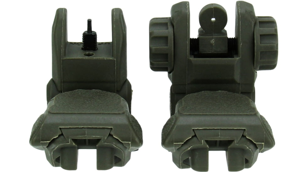 TacFire Same Plane Top Mounted Deployable Front and Rear Sight, Green, IS008OD