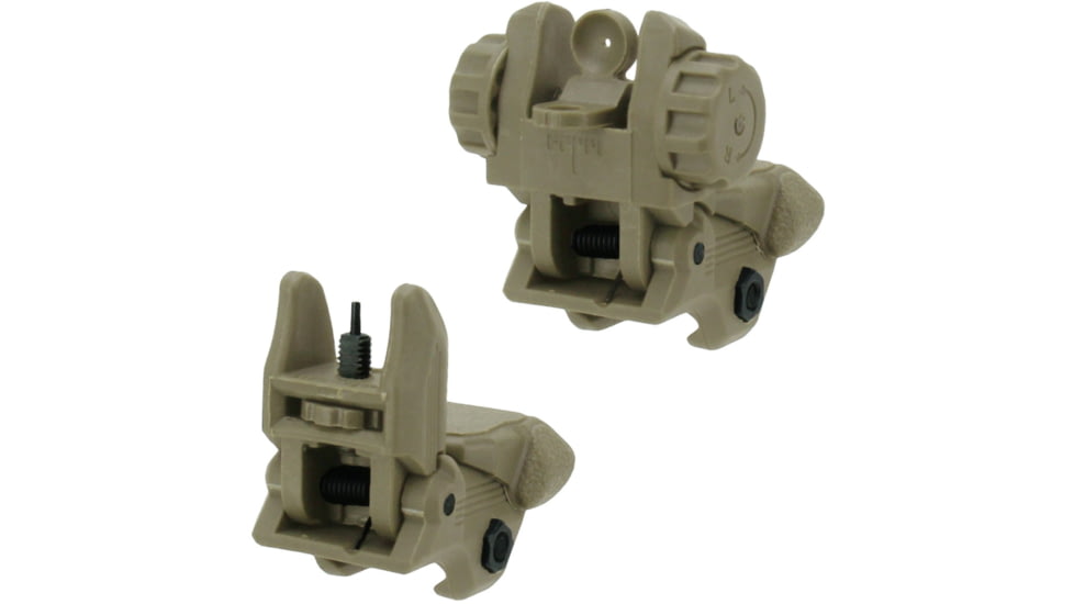 TacFire Same Plane Top Mounted Deployable Front and Rear Sight, Tan, IS008F