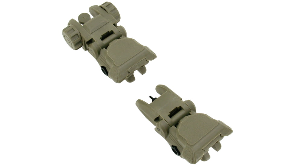 TacFire Same Plane Top Mounted Deployable Front and Rear Sight, Tan, IS008F