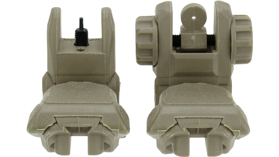 TacFire Same Plane Top Mounted Deployable Front and Rear Sight, Tan, IS008F