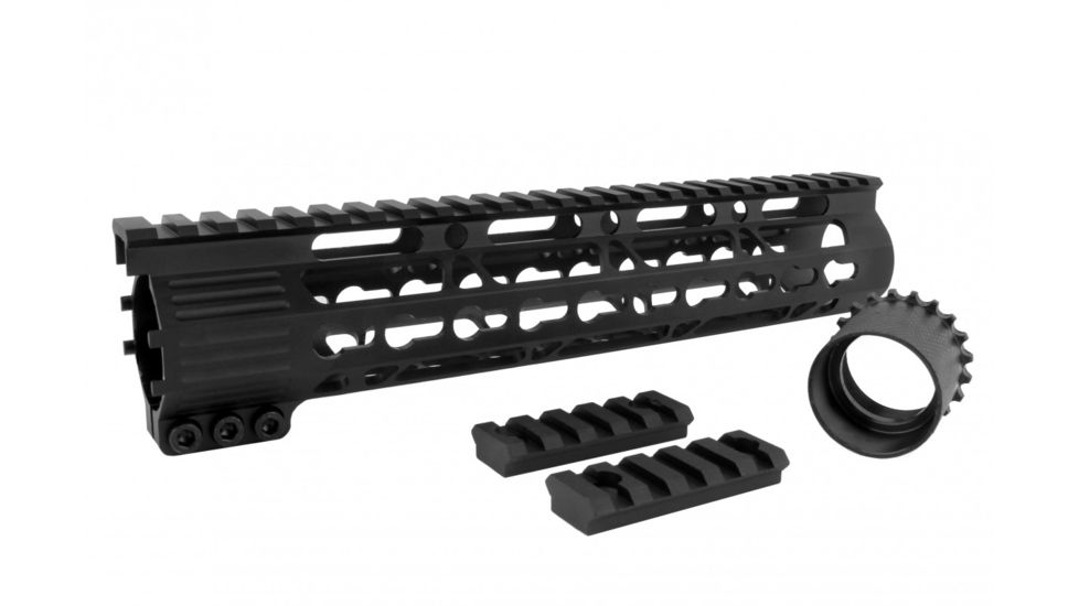 Tacfire AR15 Ultra Slim Clamp-on KeyMod Free Float Hand Guard w/Detachable Rails/GEN 2, Black, 10in, HG10-10