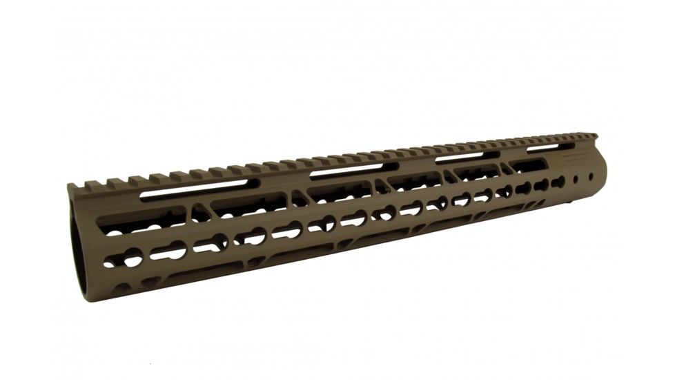 Tacfire AR15 Ultra Slim KeyMod Free Float Hand Guard w/Detachable Rails/Steel. Barrel Nut, Tan, 15in, HG09-T-15