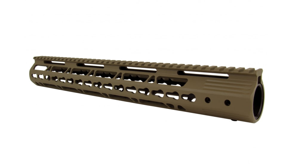 Tacfire AR15 Ultra Slim KeyMod Free Float Hand Guard w/Detachable Rails/Steel. Barrel Nut, Tan, 15in, HG09-T-15
