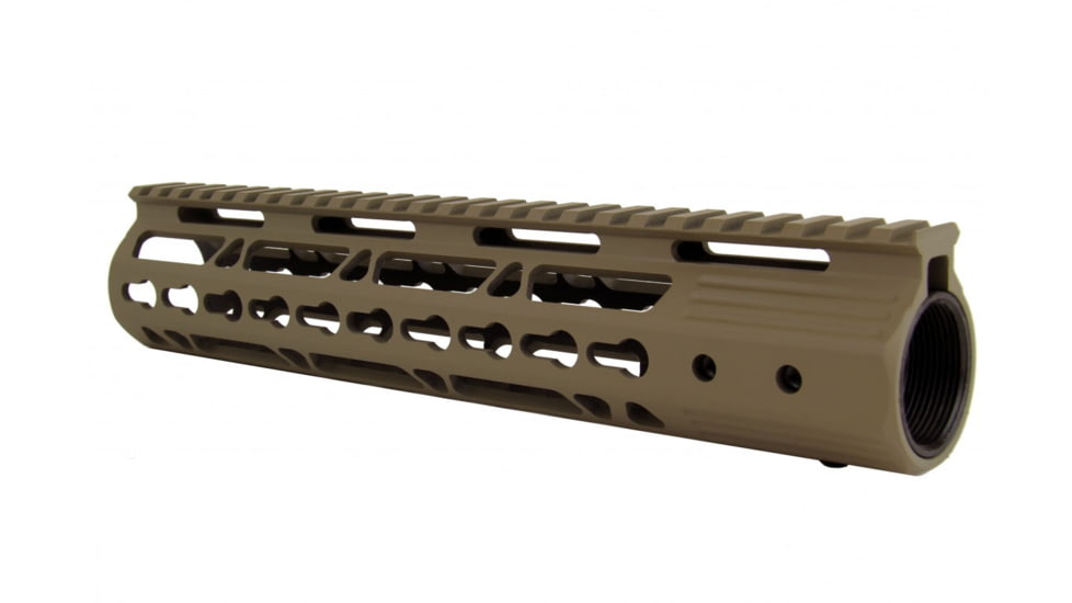 Tacfire AR15 Ultra Slim KeyMod Free Float Hand Guard w/Detachable Rails/Steel. Barrel Nut, Tan, 10in, HG09-T-10