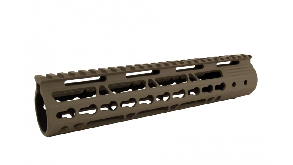Tacfire AR15 Ultra Slim KeyMod Free Float Hand Guard w/Detachable Rails/Steel. Barrel Nut, Tan, 10in, HG09-T-10