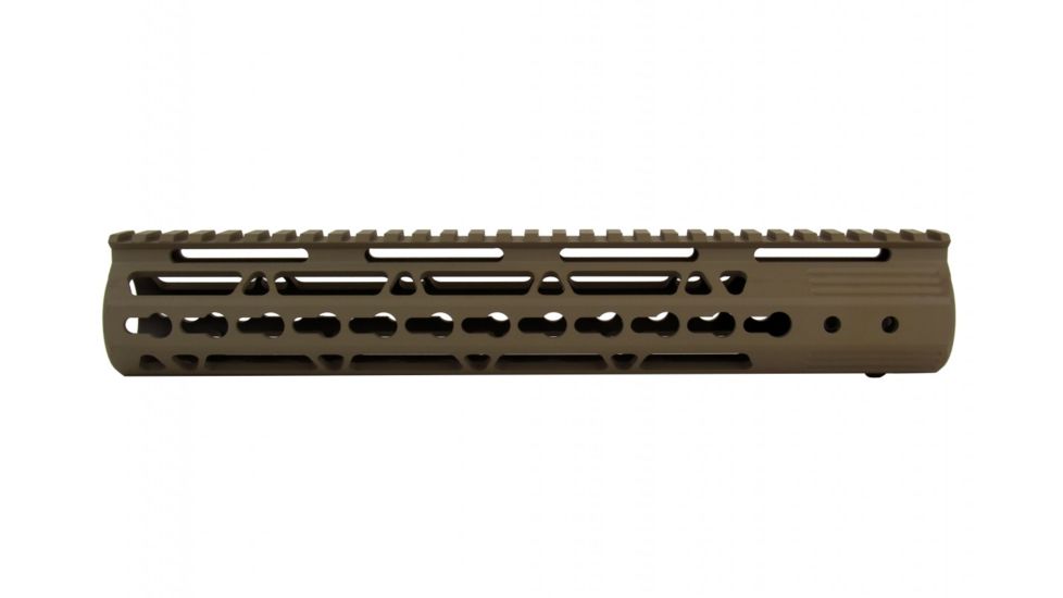 Tacfire AR15 Ultra Slim KeyMod Free Float Hand Guard w/Detachable Rails/Steel. Barrel Nut, Tan, 12in, HG09-T-12, EDEMO1