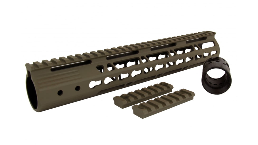 Tacfire AR15 Ultra Slim KeyMod Free Float Hand Guard w/Detachable Rails/Steel. Barrel Nut, Tan, 12in, HG09-T-12, EDEMO1