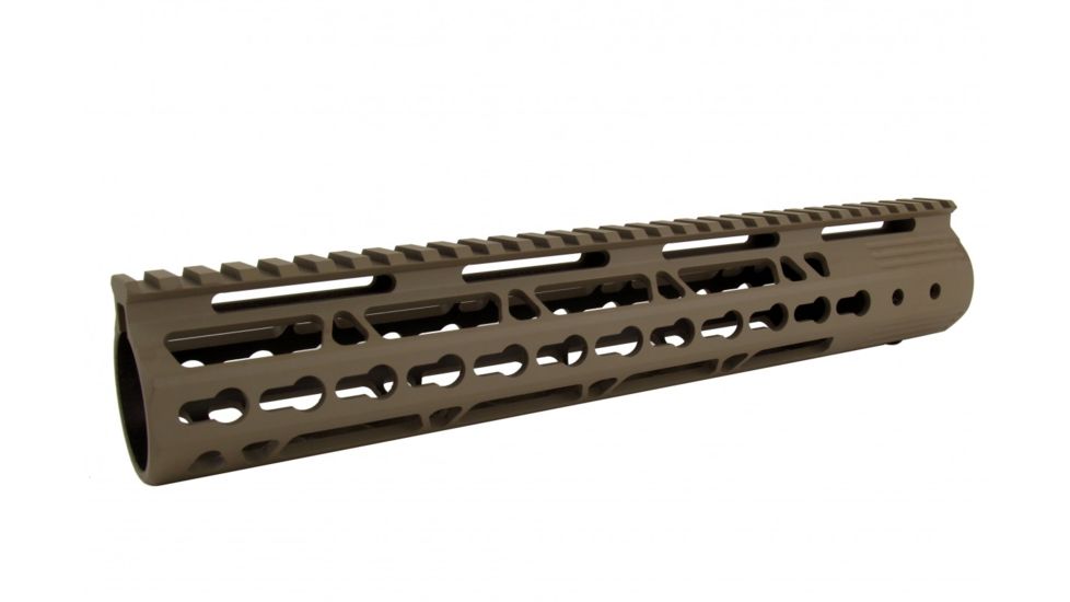 Tacfire AR15 Ultra Slim KeyMod Free Float Hand Guard w/Detachable Rails/Steel. Barrel Nut, Tan, 12in, HG09-T-12, EDEMO1