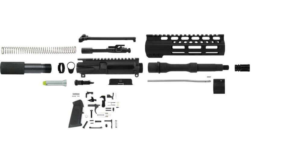 TacFire Complete Upper Receiver, AR-15, Lower Parts Kit, AR-15, 5.56mm, 7.5in Barrel, Pistol Length, 7in M-LOK Handguard, Anodized, Black PK556-LPK