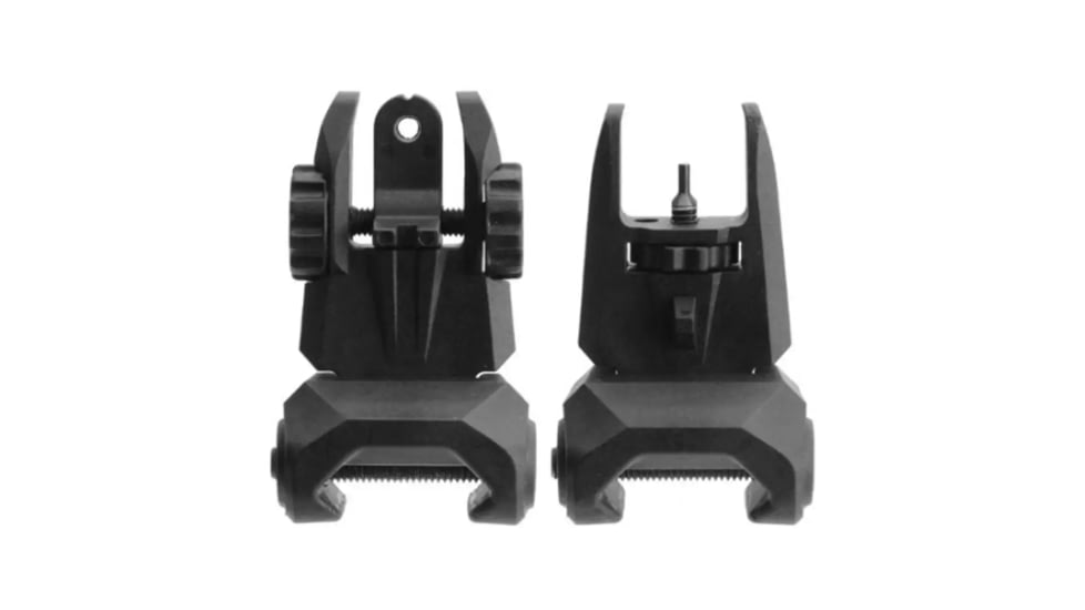 TacFire Front &amp; Rear Same Plane / Low Profile Polymer Flip-Up Sights, Black, Small, IS012B