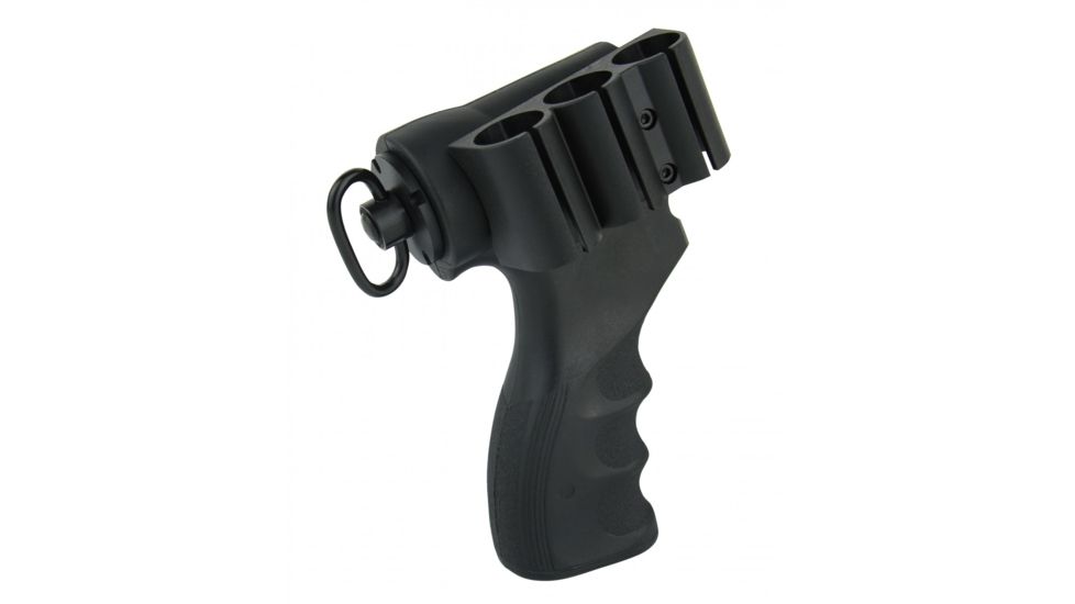 Tacfire Remington 870 Shotgun Pistol Grip For 6-Position Stock w/5 Side 1in Shotgun Mag Tube Mount, Black, MSG015