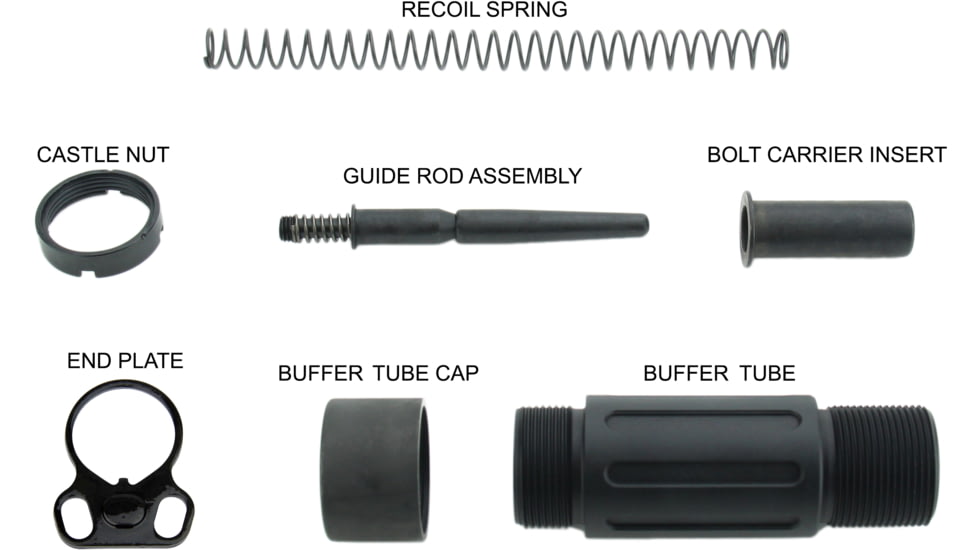 TacFire Short Pistol Buffer Tube Kit w/ Ambidextrous Endplate, 3.5 in, Black, Small, MAR139-B