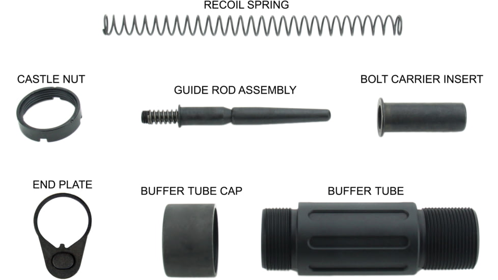 TacFire Short Pistol Buffer Tube Kit w/ Standard Endplate, 3.5 in, Black, Small, MAR139-A