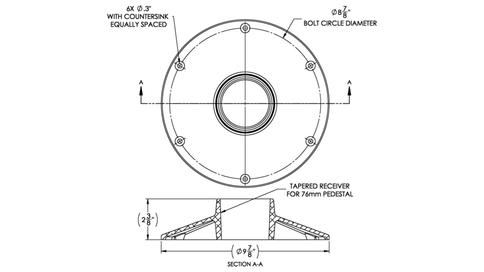 TACO Marine Triton 2 Stage Adjustable Pedestal Table Base, Z10-4070BLY76MM