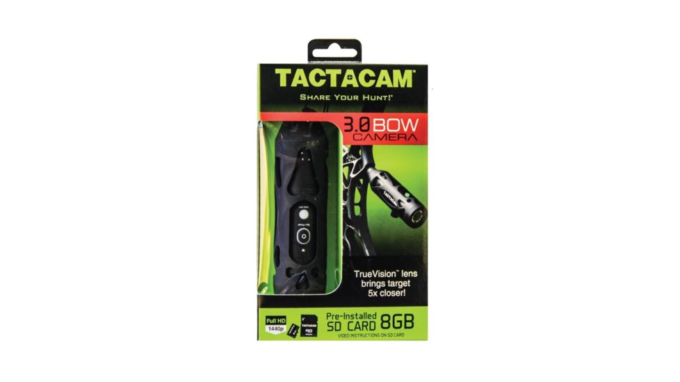 Tactacam 3.0 Bow Hunting Action Camera w/ Flat Black Stabilizer, Black TA-3-BOW