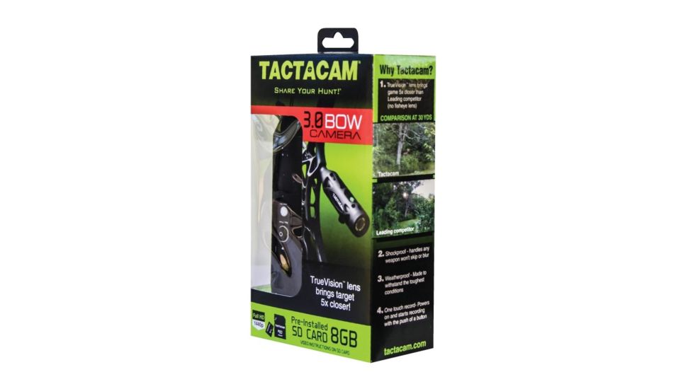 Tactacam 3.0 Bow Hunting Action Camera w/ Flat Black Stabilizer, Black TA-3-BOW