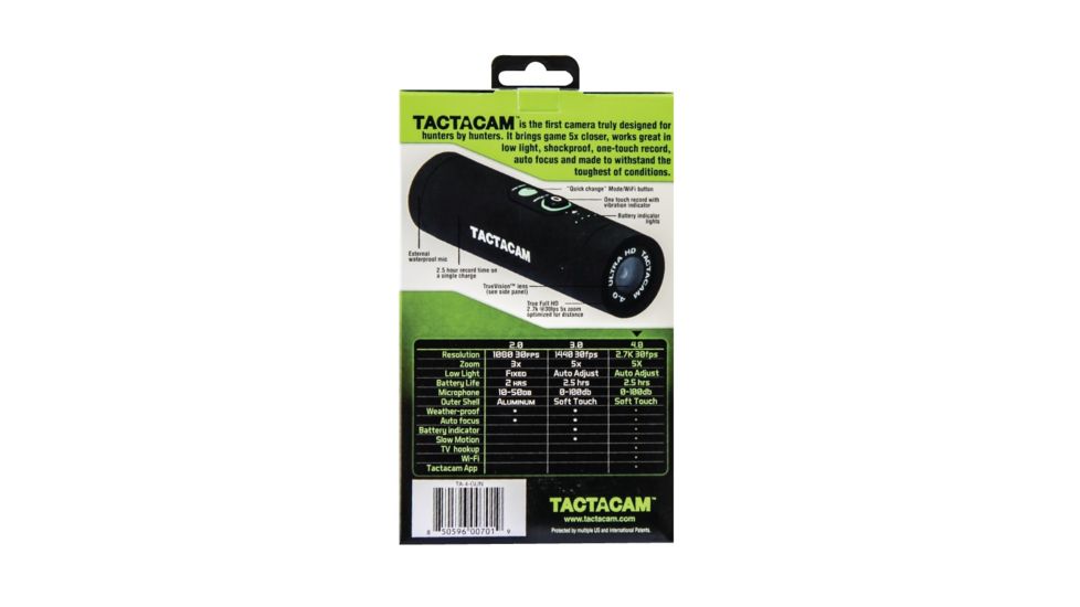 Tactacam 4.0 Bow Hunting Action Camera w/ Flat Black Stabilizer, Black TA-4-BOW