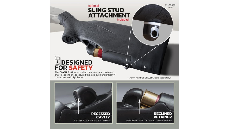 TactaLoad TLFL5-R8712 Flash-5 Gunstock Black Synthetic Fixed With Storage Compar