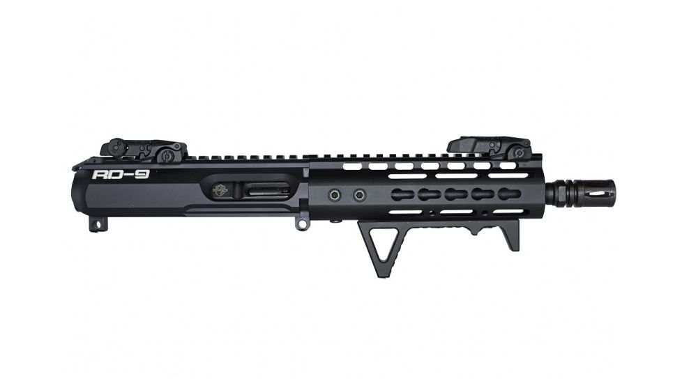 Tactical Edge RD-9 9mm Billet Side-Charging Complete 8.3 in Upper Receiver, 7 in Keymod Rail, Modular BCG, Flip Up Sights, Black 856358007976