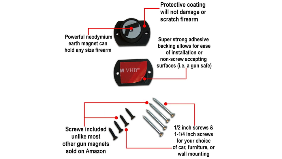 Tacticon Armament Adhesive Backing Gun Magnet, 1 Pack, Black, AM10