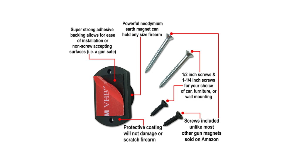 Tacticon Armament Adhesive Backing Gun Magnet, 1 Pack, Black, AM10