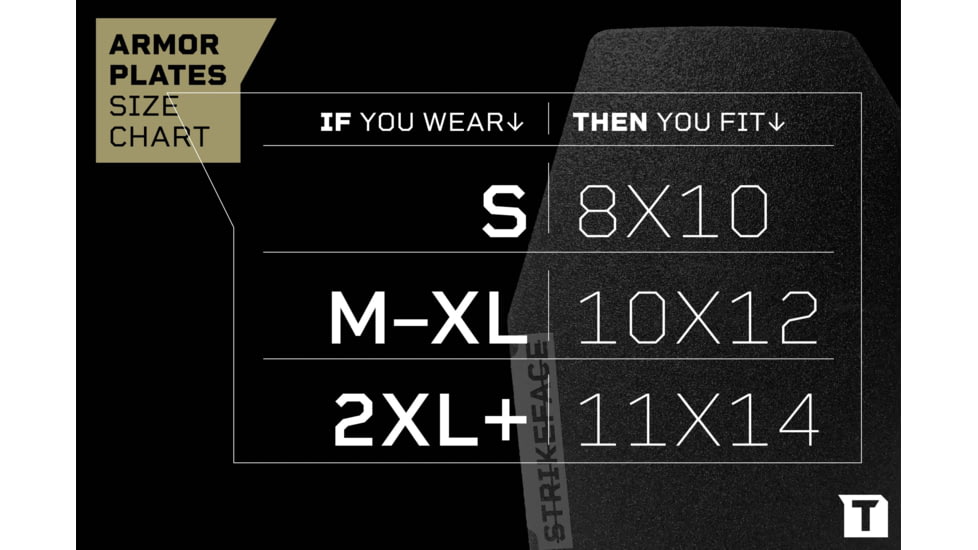Tacticon Armament AR600 Level 3 Body Armor Plates, 8x10 in, SAPI Cut, Black, STL600-8x10-SAPI