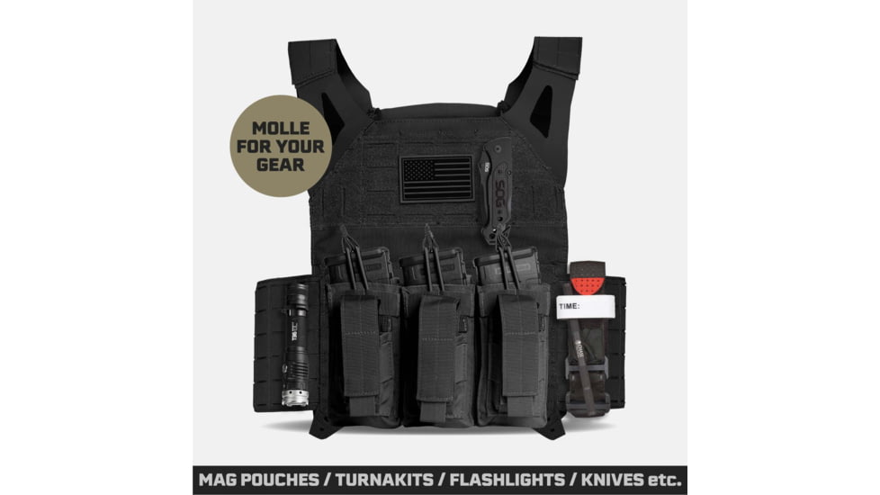 Tacticon Armament BattleVest Lite Plate Carrier, Black, BV-LT-BK