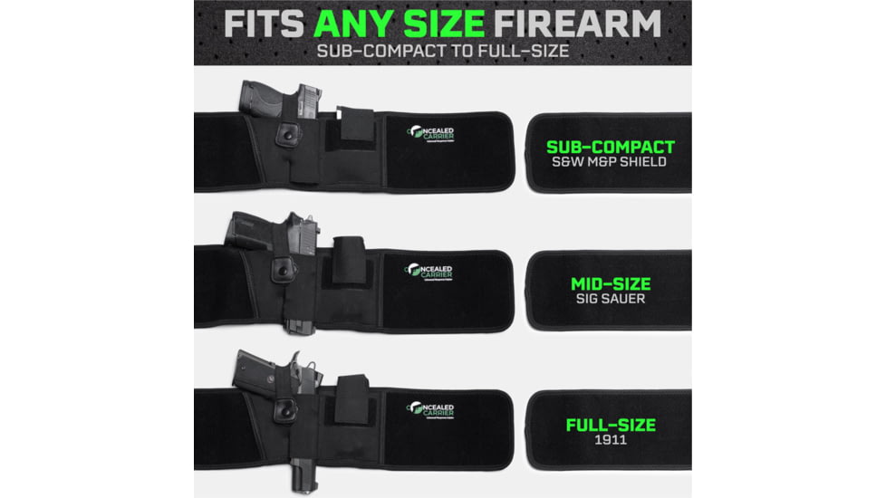 Tacticon Armament Belly Band Holster, Regular, Right Handed, Black, BB10R