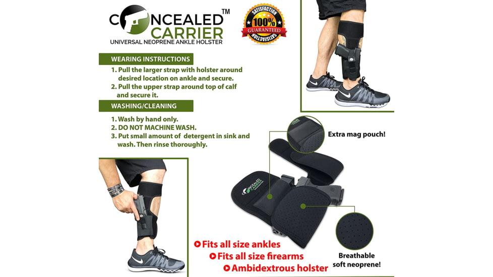 Tacticon Armament Concealed Pistol Ankle Holster, Black, AH10