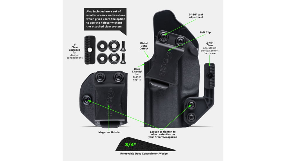 Tacticon Armament Deep Concealment Pistol Holster w/ Mag Holster, Left Handed, Black, SW940IWBLH